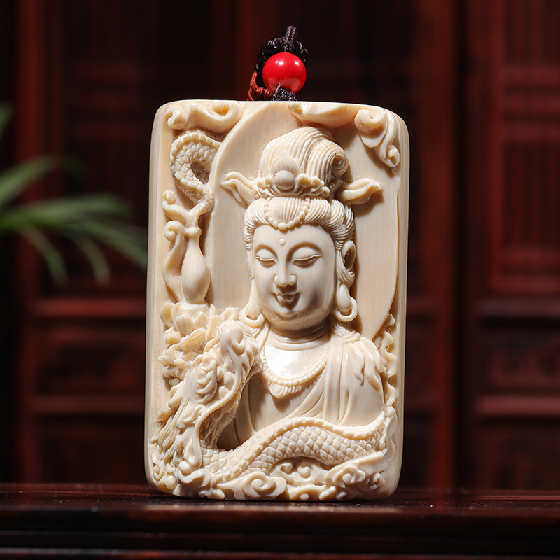 【御龍觀音】天然西伯利亞猛犸牙大師手雕御龍觀音